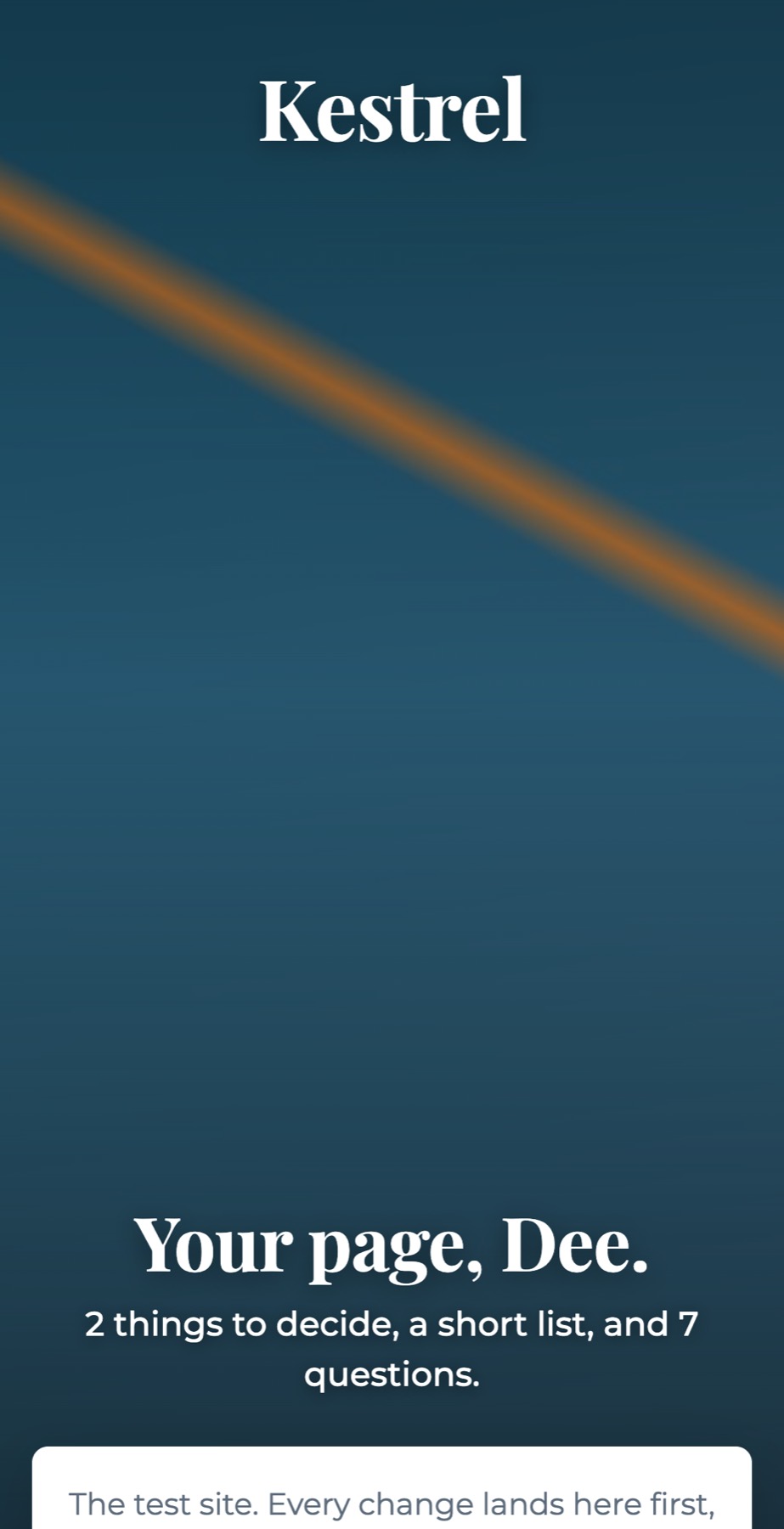 The client's page on a phone: their name, and what is waiting, counted